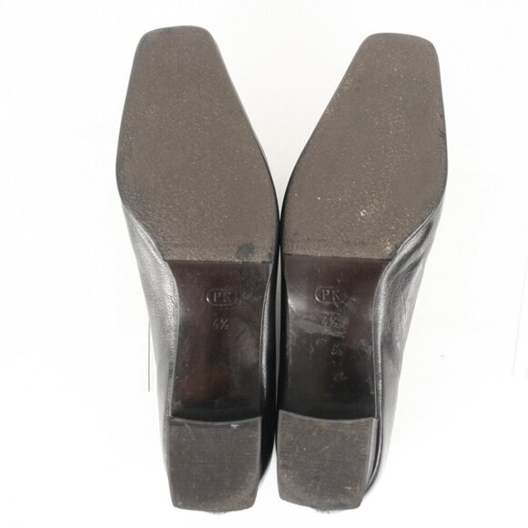 Peter Kaiser Black Leather Square Toe Slip On Block Heel Ankle Boot Sz 4.5 - Picture 8 of 15